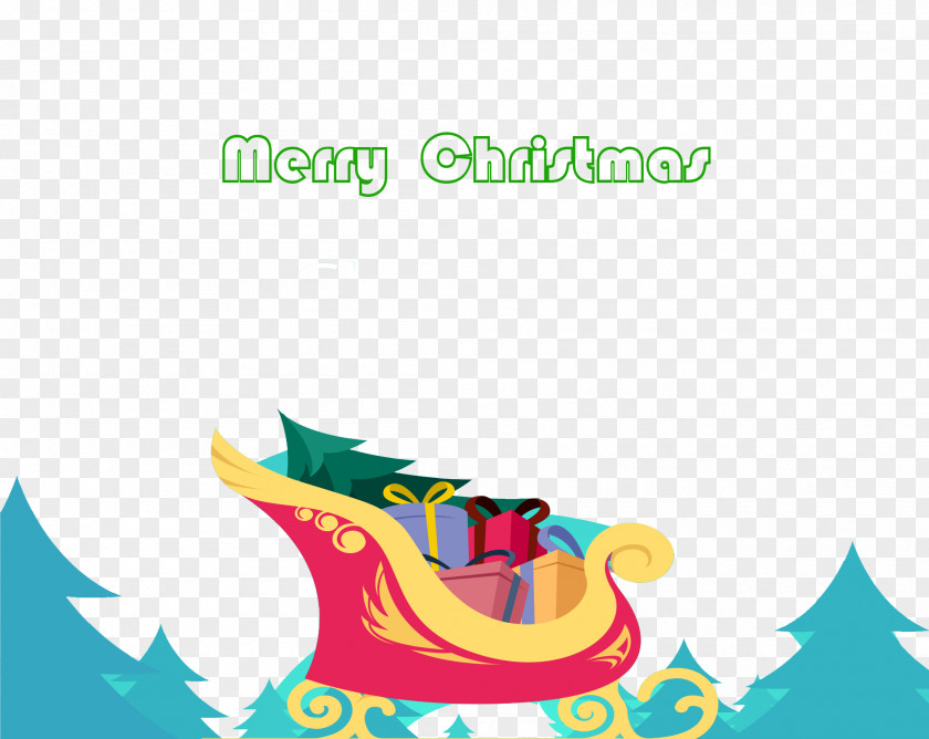 Cartoon Christmas Sleigh Santa Claus Sled PNG