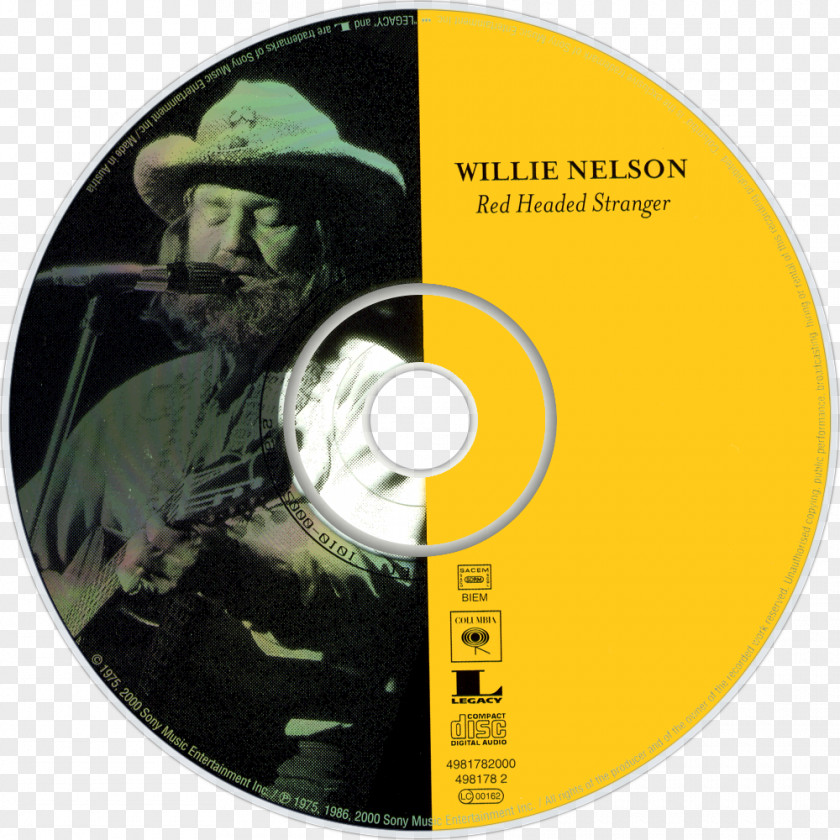 Red Headed Stranger Album Music Compact Disc PNG disc, Willie Nelson clipart PNG