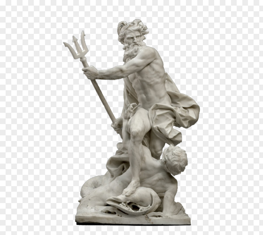 Statue Neptune Calming The Waves Classical Sculpture Figurine PNG