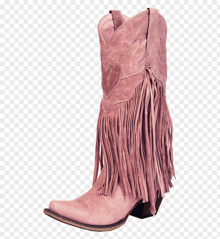 Continental Fringe Cowboy Boot High-heeled Shoe Rose PNG