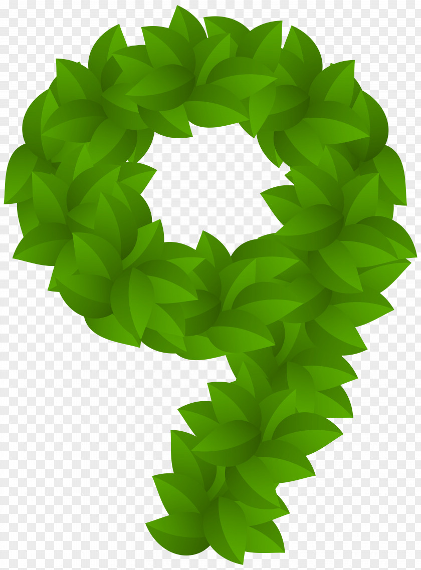 Leaf Number Nine Green Clip Art Image PNG