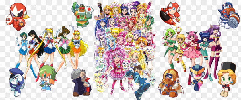 Pretty Cure Dream Stars All Mega Man Powered Up Art Crossover PNG