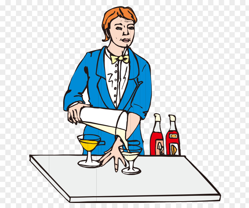 Cartoon Bartender Cocktail PNG