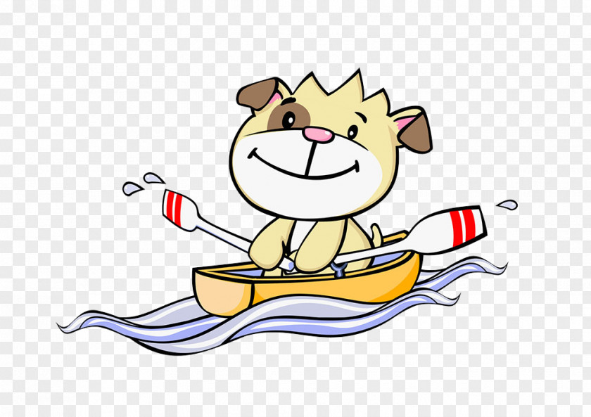 Puppy Boating Rowing Boat Cartoon Photography Illustration PNG