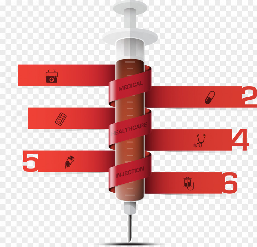 Red Syringe Banner Infographic Medicine Health Care PNG