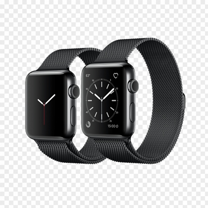 Band And Loop Apple Watch Series 2 3 42mm Milanese Strap Space Black MLJH2AM/A Stainless Steel PNG