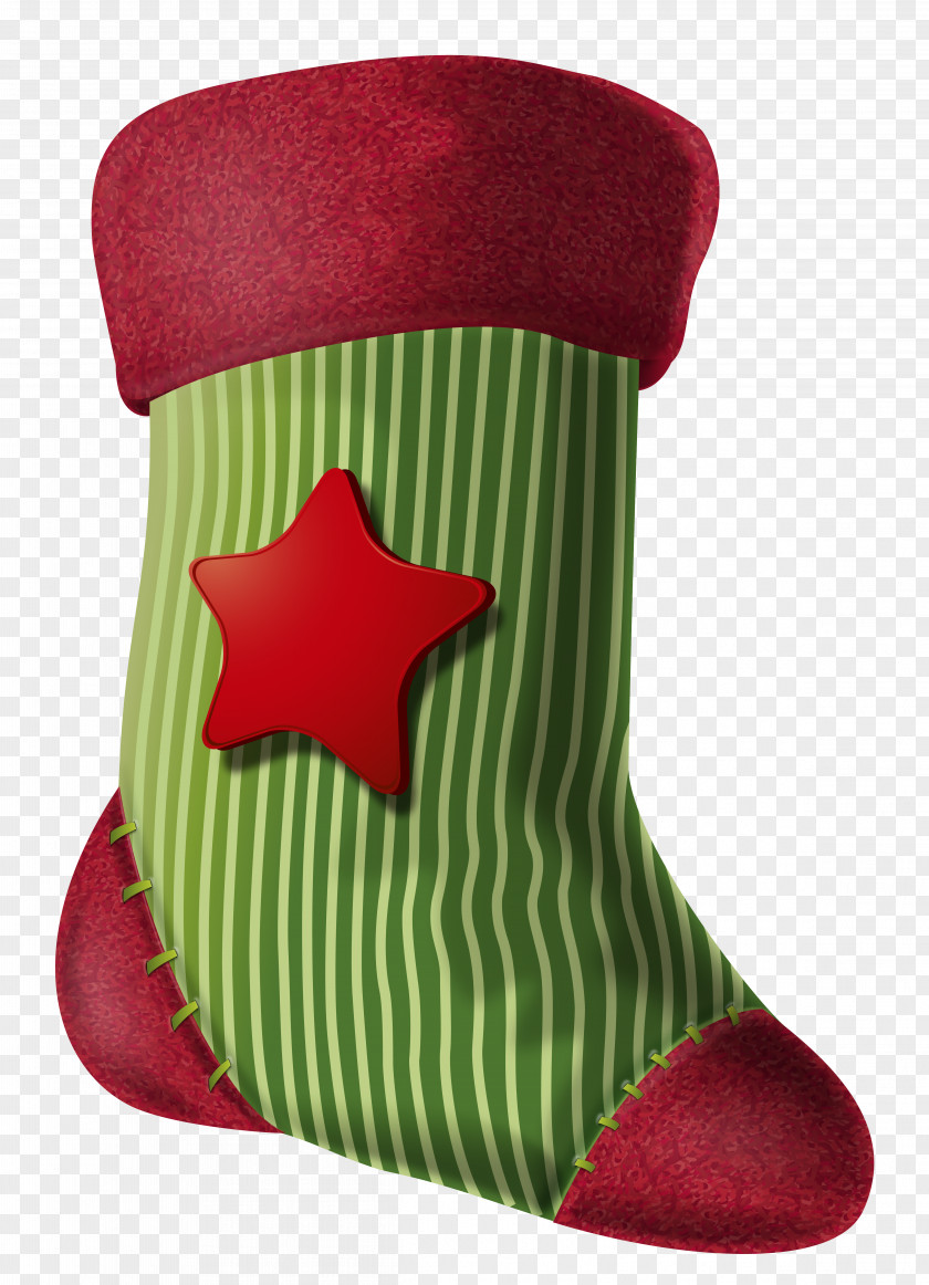 Christmas Stocking With Star Clipart Image Clip Art PNG