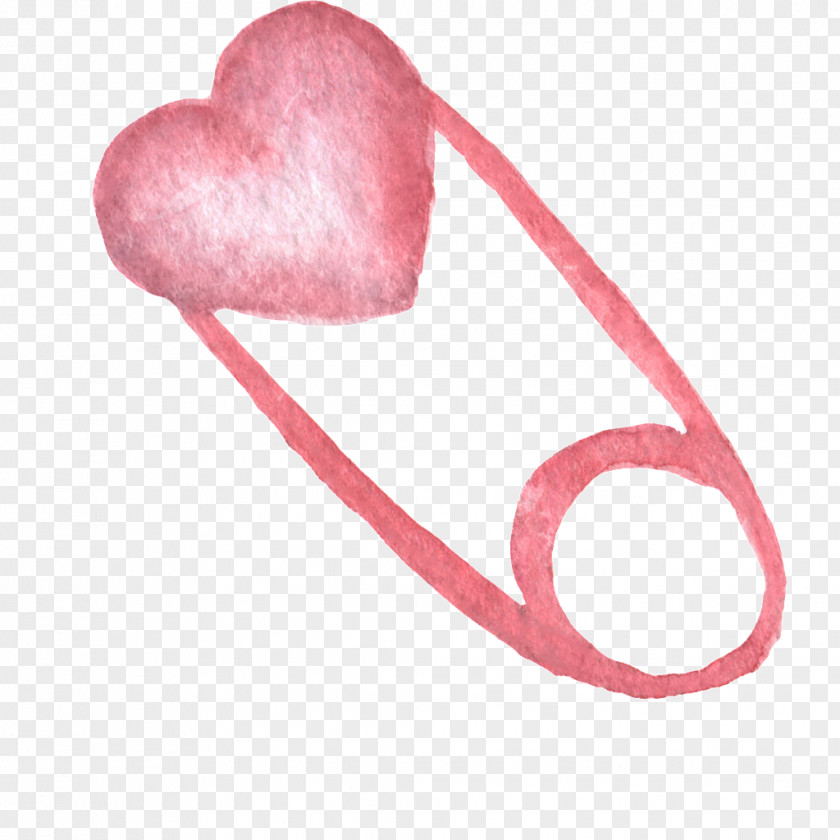 Watercolor Pink Heart-shaped Pin Painting PNG