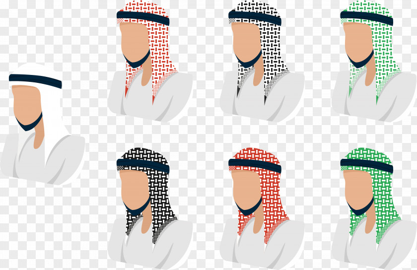 A Arabia Man With Colorful Turban Saudi Keffiyeh PNG