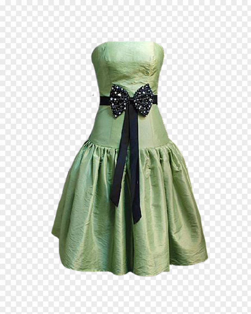 Green Bow Cocktail Dress Evening Gown Fashion PNG