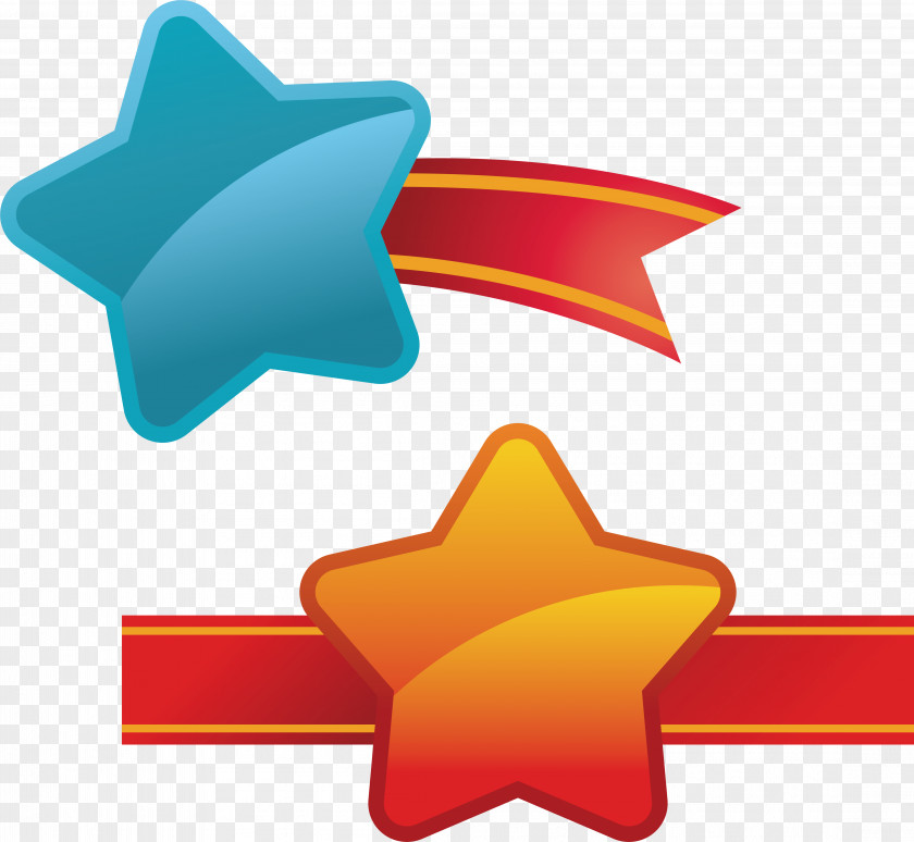 Five Pointed Star Ribbon Cartoon Label Download Clip Art PNG
