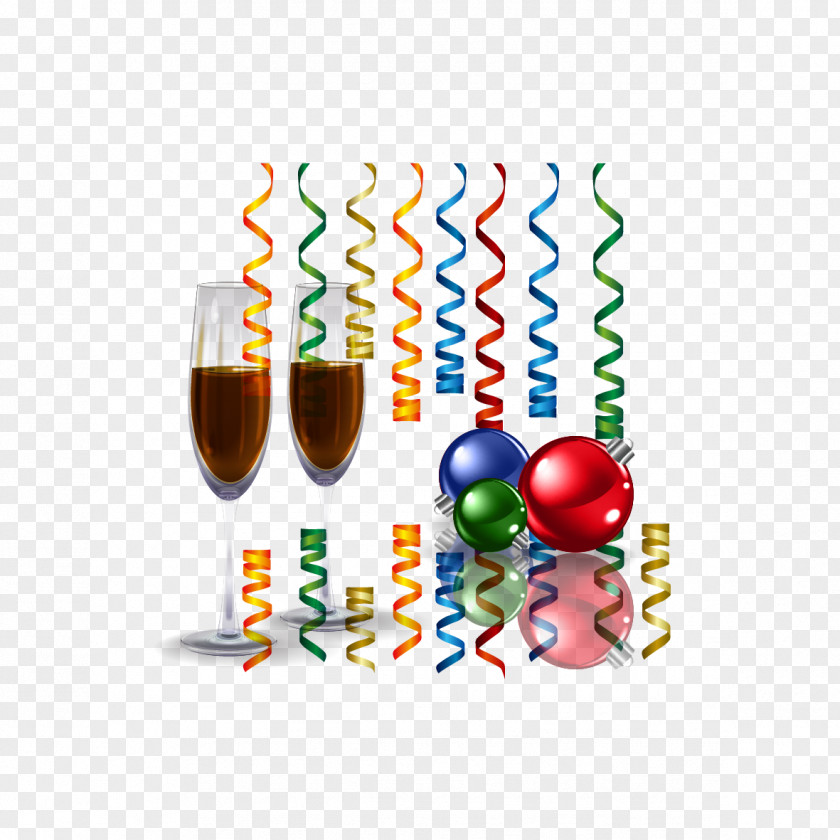Vector Wine Glass And Ribbons Red Clip Art PNG