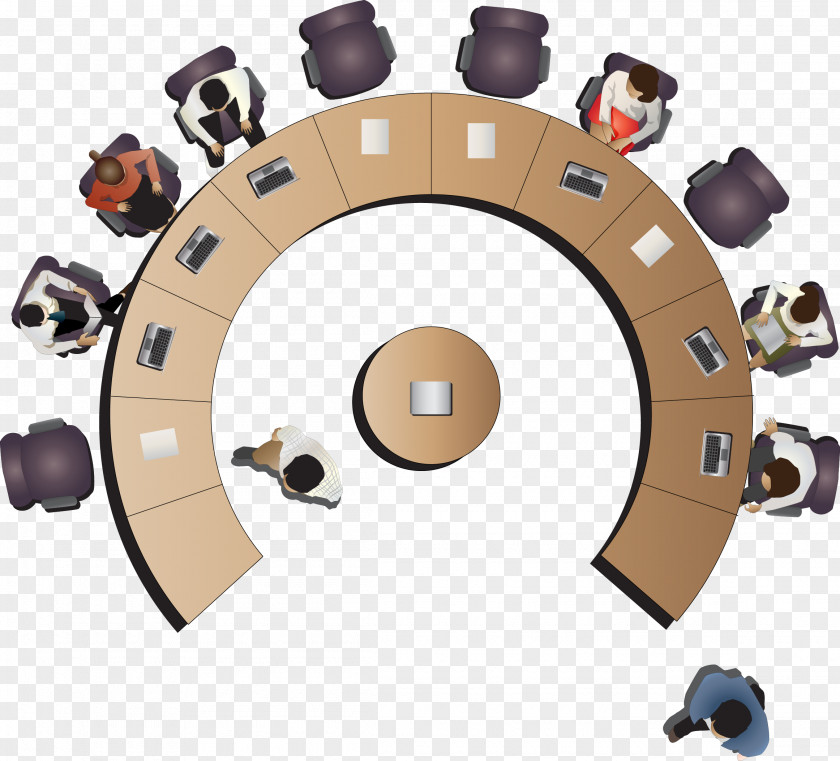 Vector Meeting Table Office Cartoon PNG