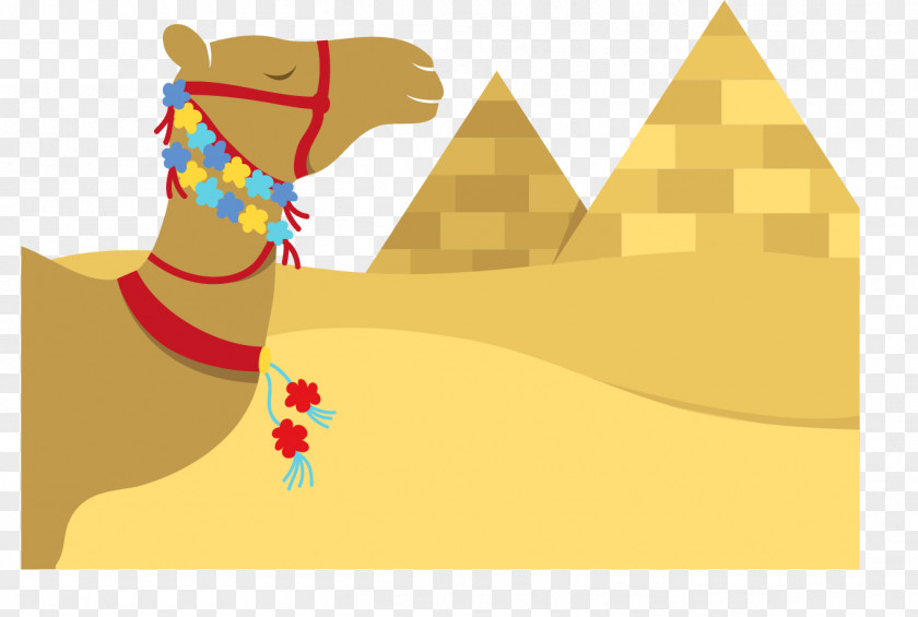 Vector Painted Pyramid Camel Egyptian Pyramids Illustration PNG