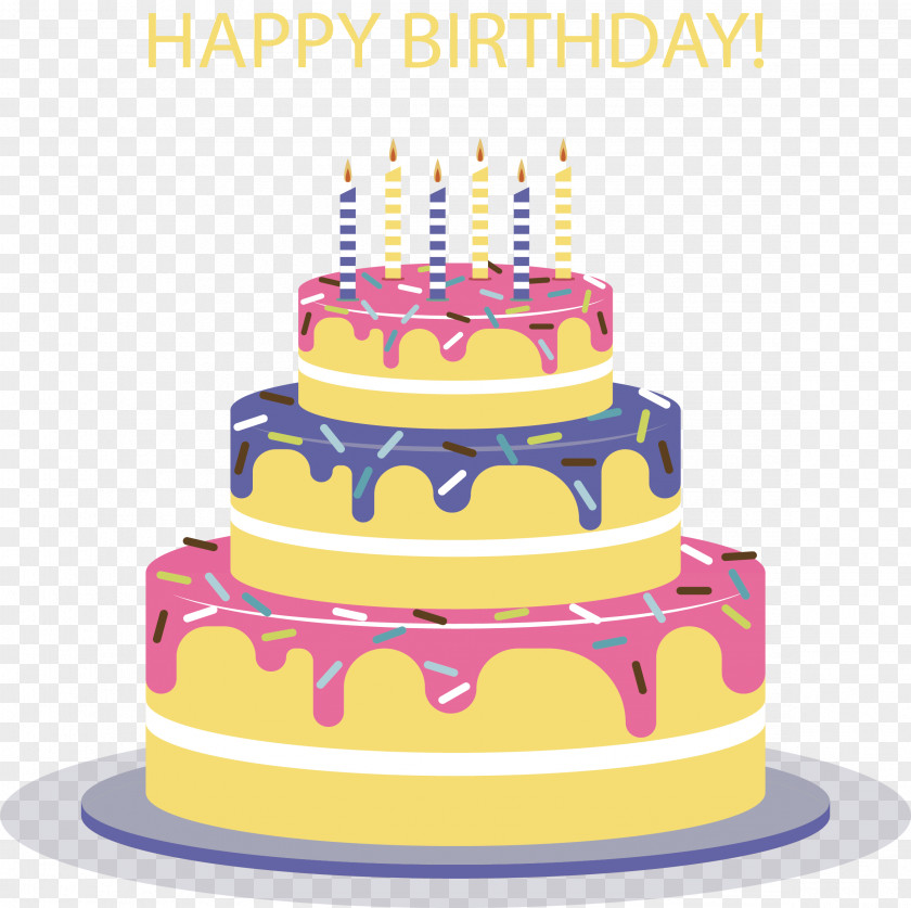 Colorful Three Layers Of Cake Birthday Layer Cream Pie Torte PNG