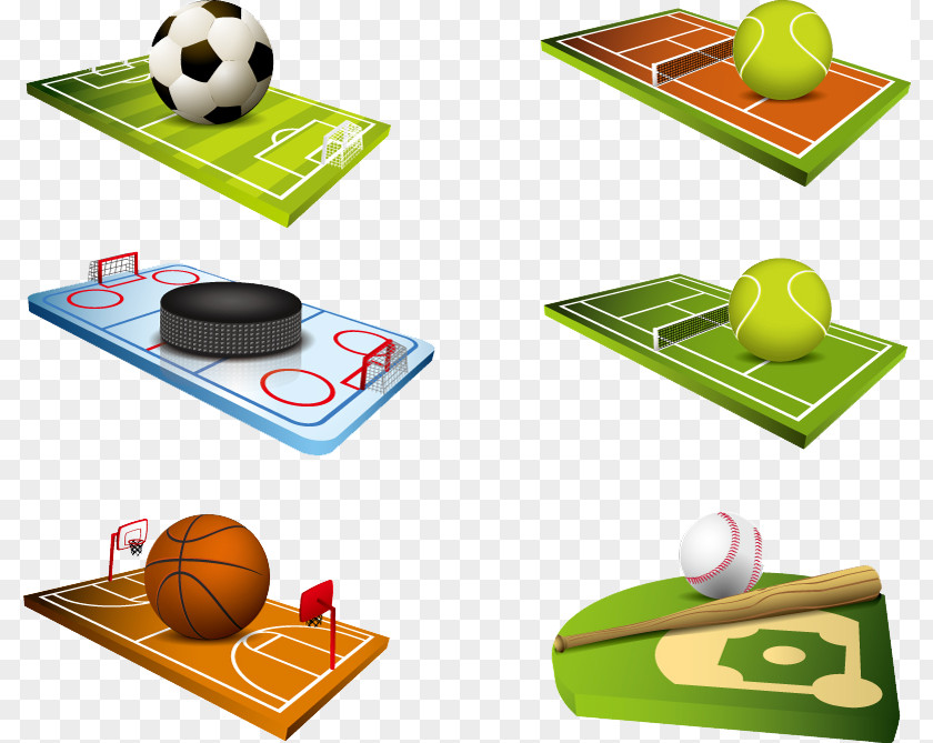 6 Balls And Golf Course Design Vector Material Athletics Field Hockey Football Pitch Royalty-free PNG