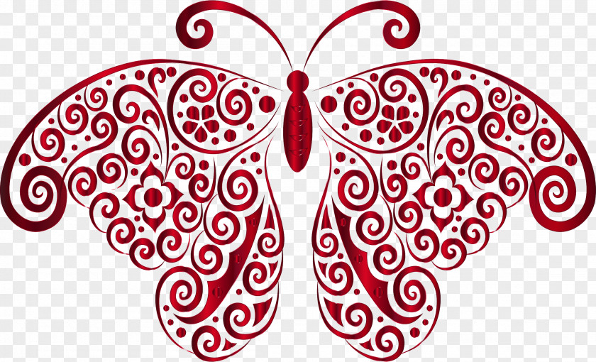 Red Butterfly Silhouette Clip Art PNG