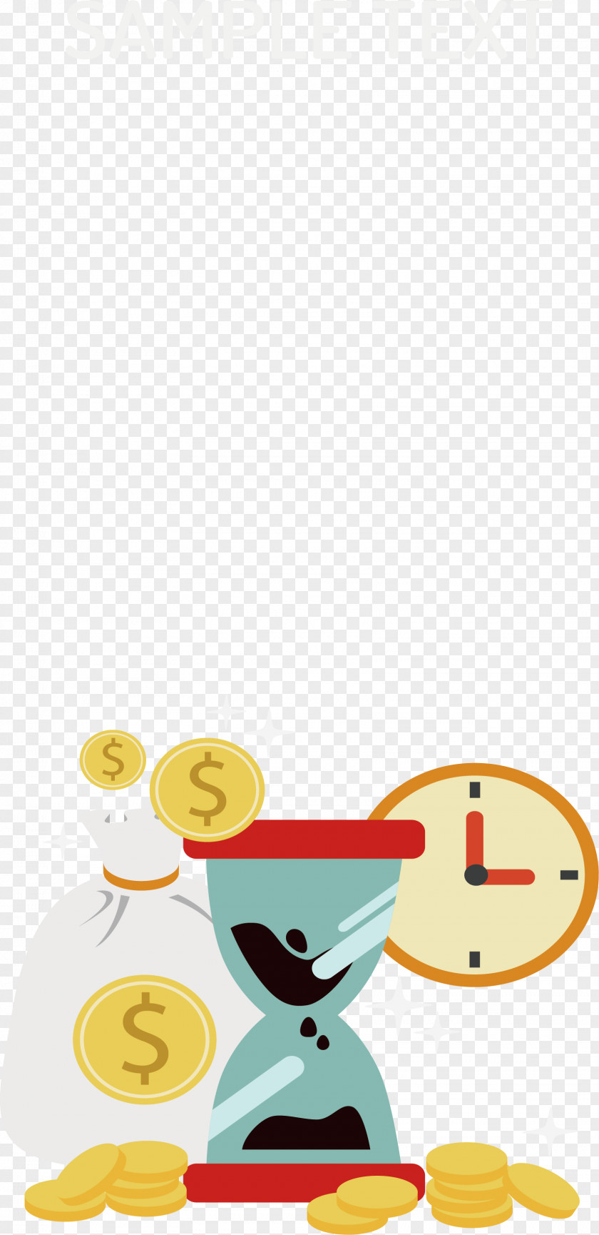 Clock Hourglass Gold Coins Time Icon PNG