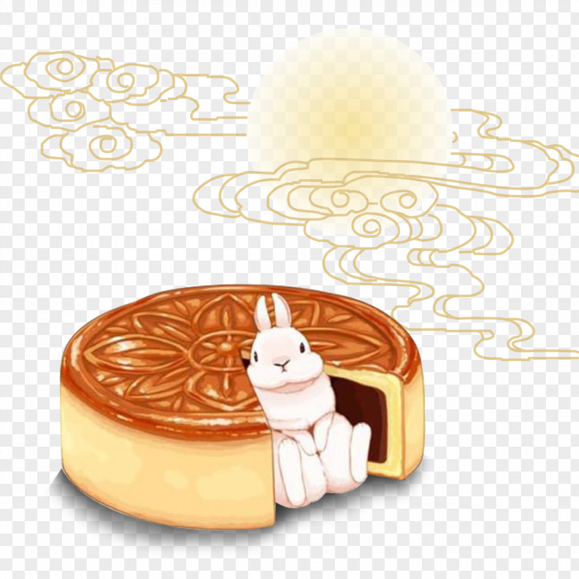 Moon Cake Rabbit Mooncake Mochi Food Mid-Autumn Festival Drawing PNG
