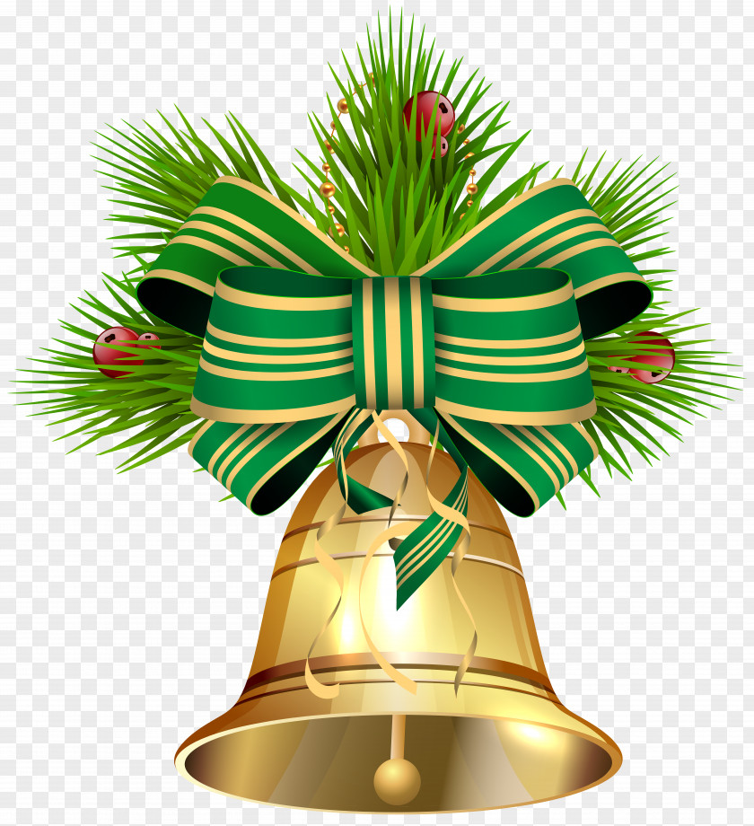 Christmas Bell With Green Ribbon Clip Art Image File Formats Lossless Compression PNG