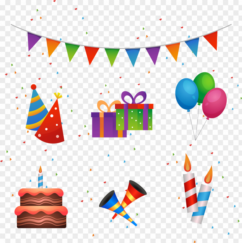 Vector Hand-drawn Cartoon Birthday Celebration Cake Happy To You Party PNG