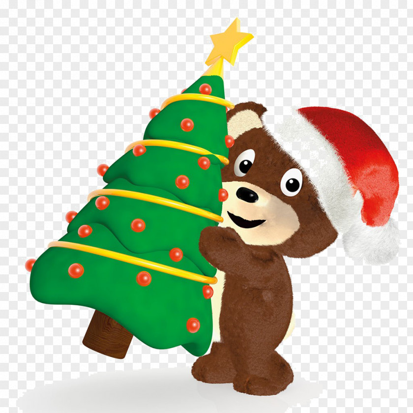 Cartoon Bear Christmas Tree Ornament Illustration PNG