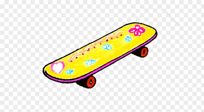 Yellow Print Skateboard PNG