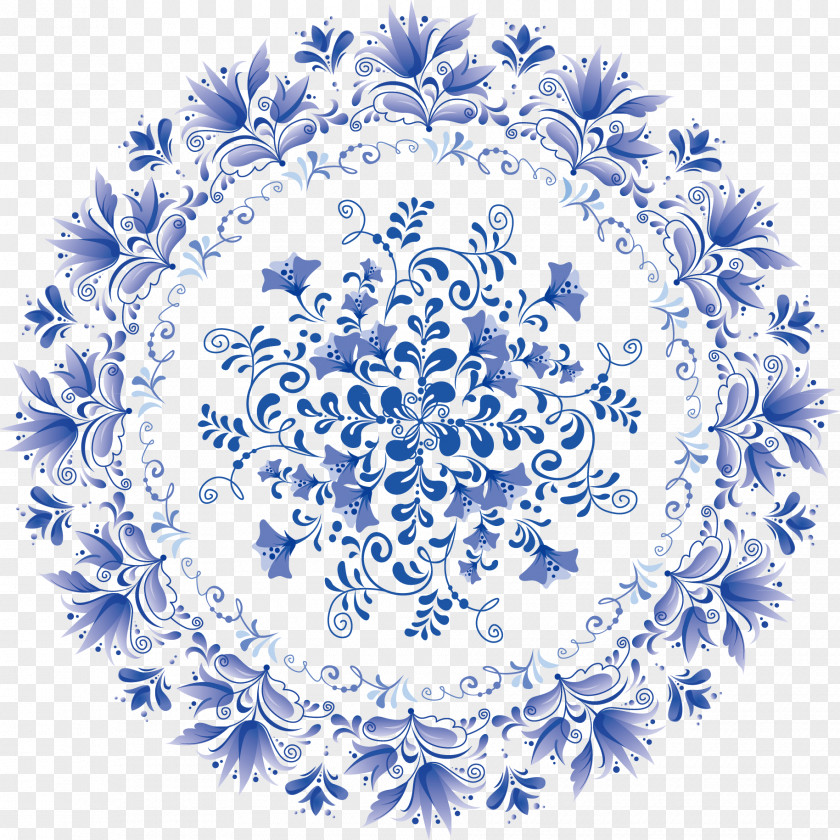 Decorative Design Of Disc Base Plate Ornament Fashion Blue And White Pottery PNG