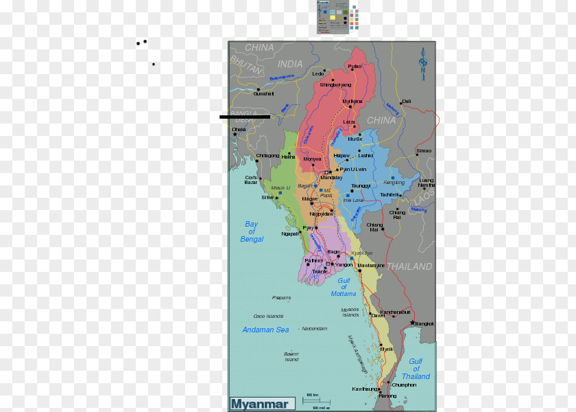 Myanmar Map Administrative Divisions Of Regions Italy Loikaw Districts PNG