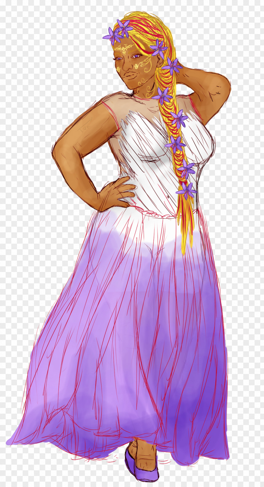 Saffron Gown Fairy Costume Design PNG