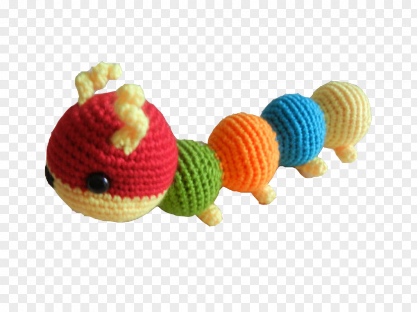 Wool Caterpillar Crochet Stuffed Toy Doll PNG