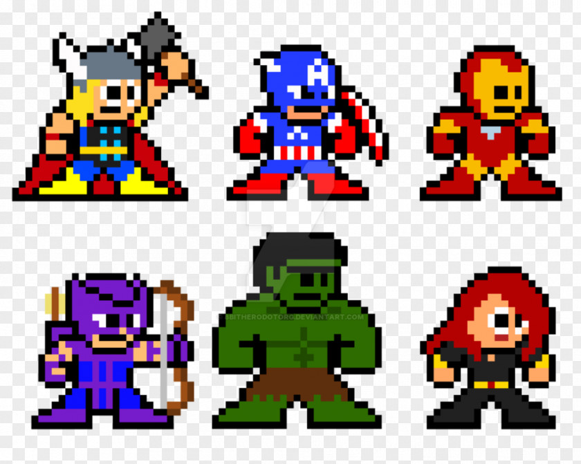 8 BIT Hulk Clint Barton Marvel: Avengers Alliance Pixel Art Marvel Cinematic Universe PNG