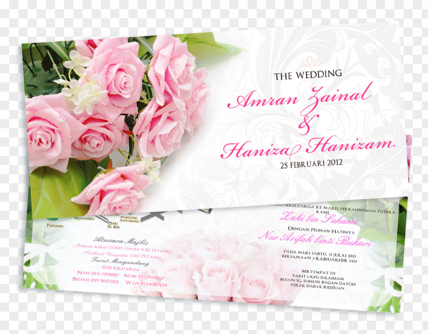 KAD KAHWIN Garden Roses Wedding Invitation Flower Floral Design PNG