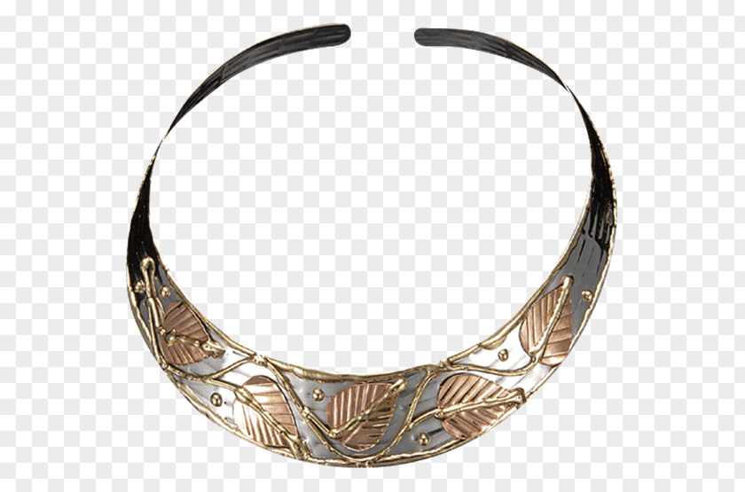 Metallic Copper Necklace Choker Silver Metal PNG