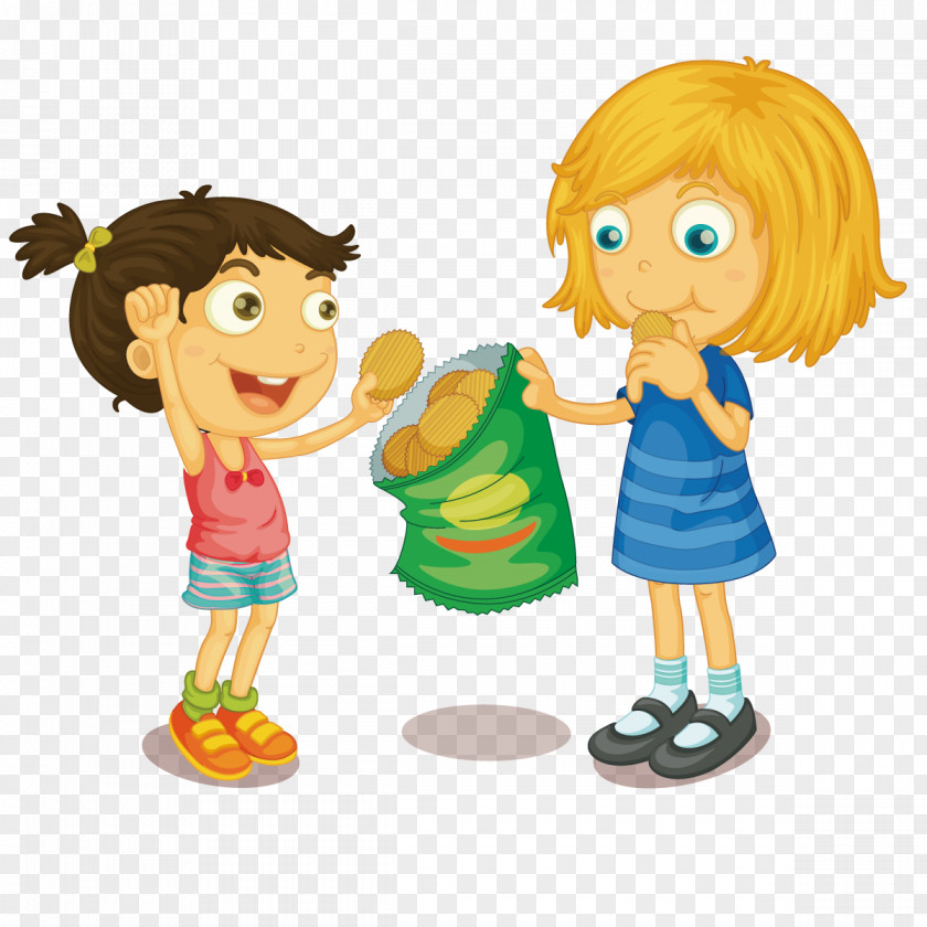 Vector Eating Potato Chips Royalty-free Child Clip Art PNG