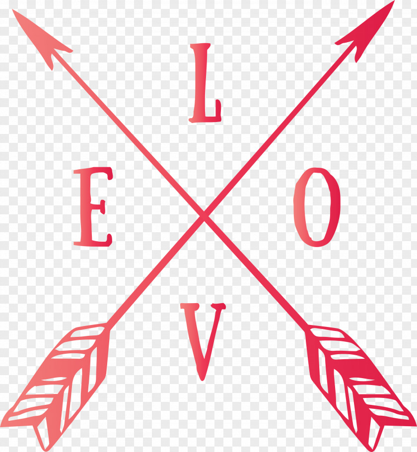 Love Cross Arrow With Cute Word PNG