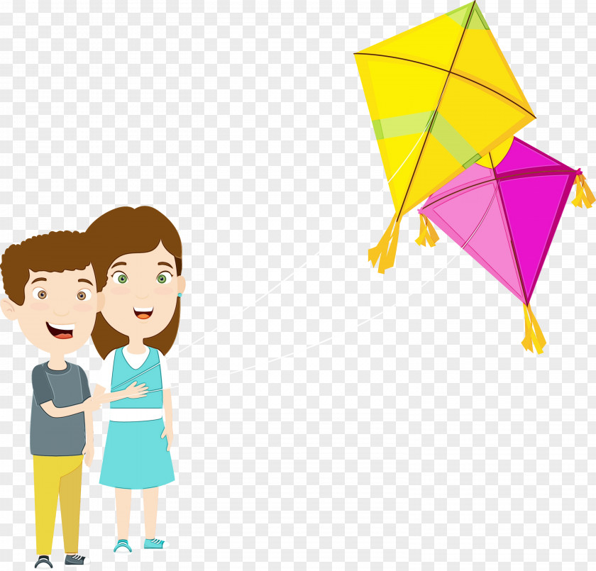 Cartoon Kite Child Line Fun PNG