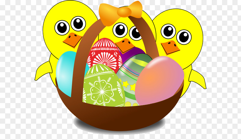 Easter Basket Transparent Image Bunny Chicken Egg Cartoon PNG