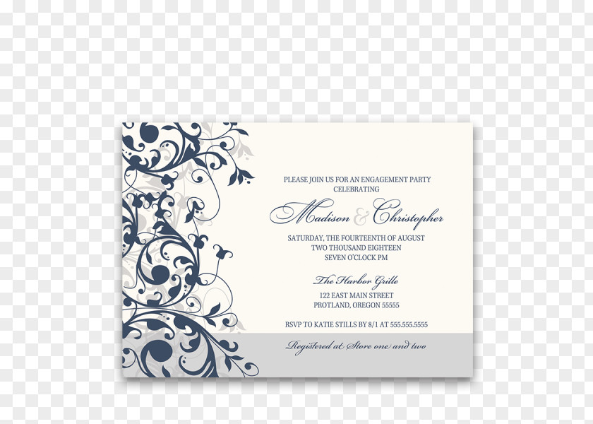 Floral Invitation Wedding Strudel Text Post Cards PNG