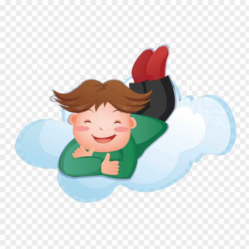 Boy Lying On Clouds Leo Lion Illustration PNG