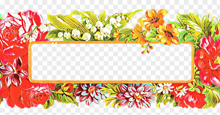 Floral Design Rectangle Picture Frame PNG