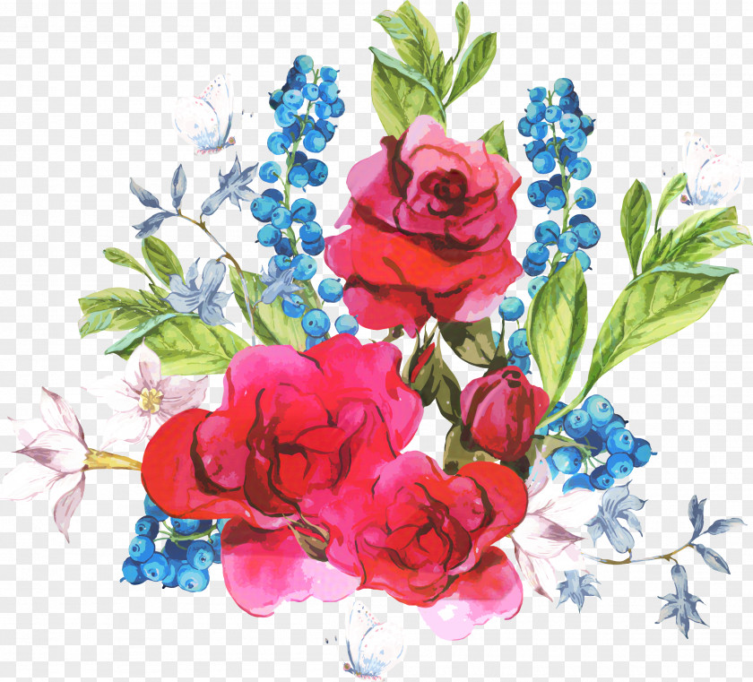 Garden Roses Clip Art Drawing Design Watercolor Painting PNG