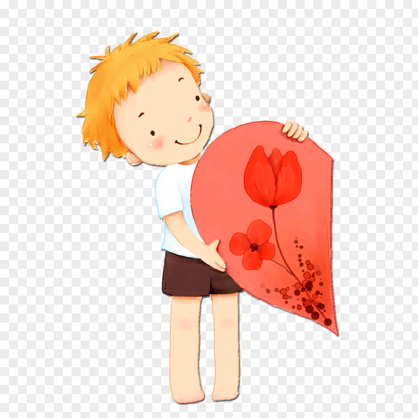The Boy Holds Half Heart Drawing High-definition Video Art Wallpaper PNG