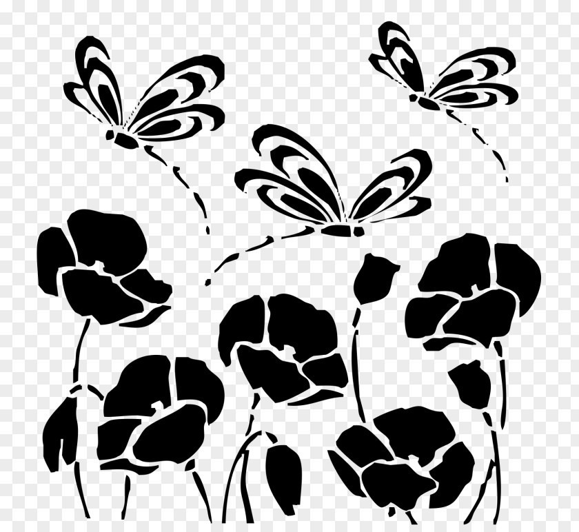 Silhouette Stencil Drawing Poppy PNG
