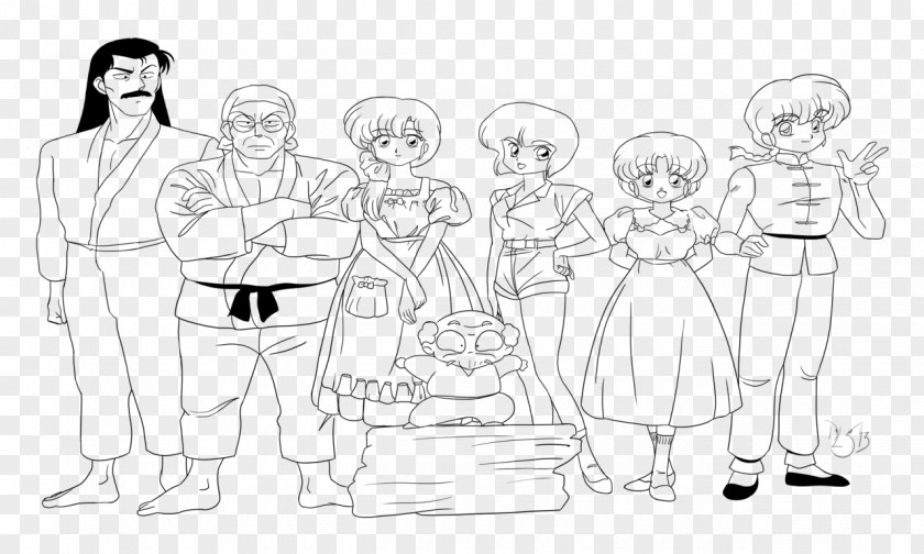 Ranma 1/2 ½ Akane Tendo Line Art Sketch PNG