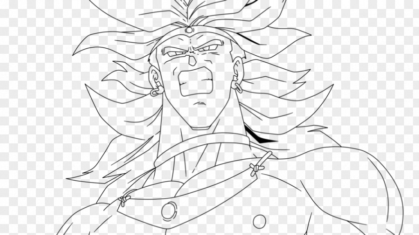 Broly Line Art White Symmetry Character Sketch PNG