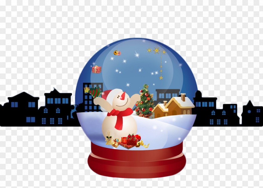 Glass Sphere Snowman Scene Santa Claus Christmas PNG