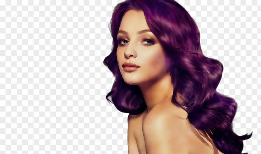 Long Hair Wig Face Purple Hairstyle Violet PNG