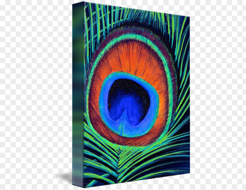 Watercolor Peacock Feather Oil Painting Abstract Art Canvas PNG