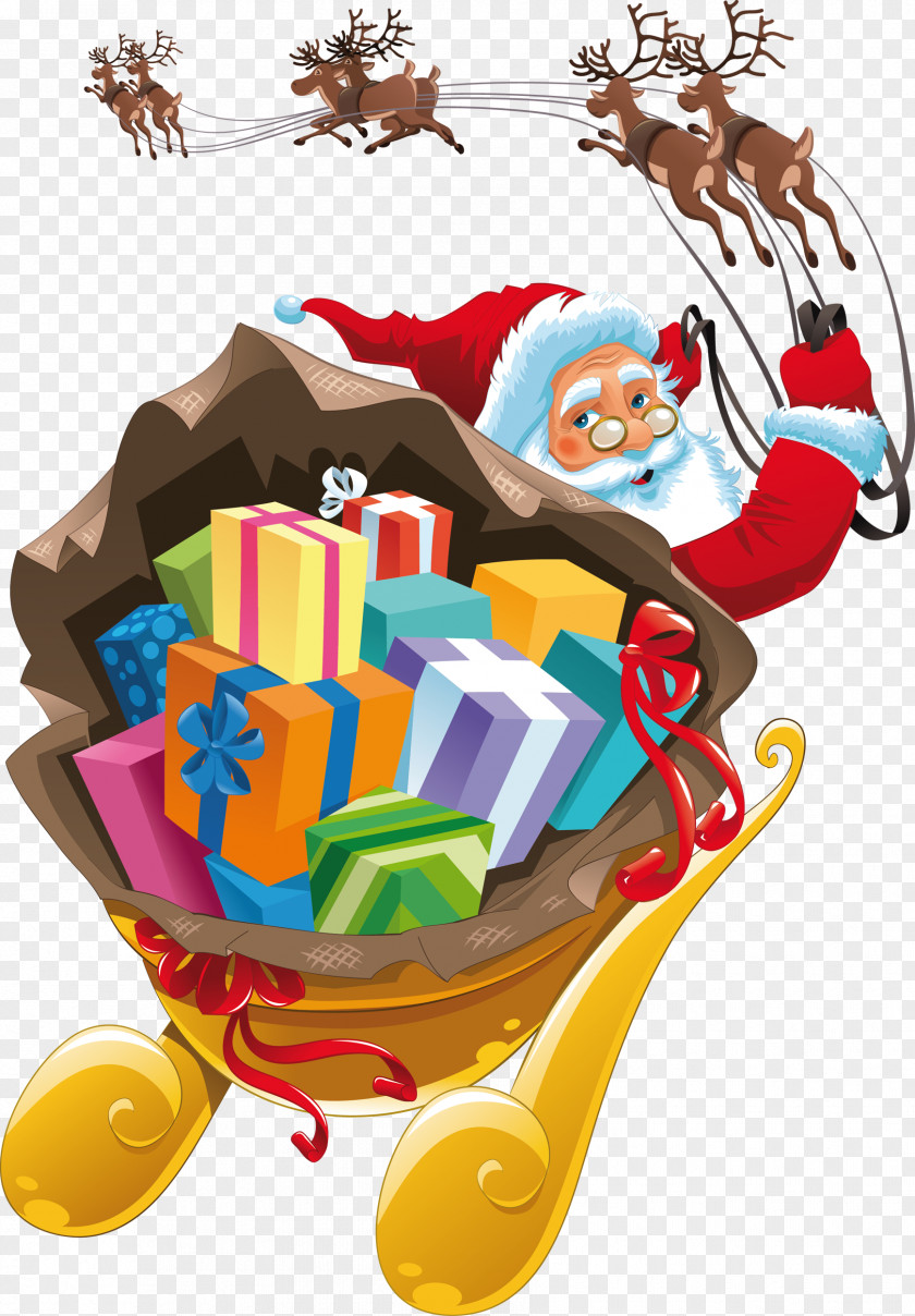 Santa Sleigh Rudolph Claus Reindeer Clip Art PNG